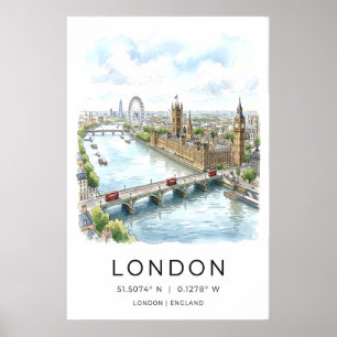 Impression de paysage urbain de Londres aquarelle 