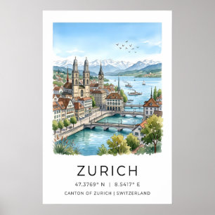 Impression de paysage urbain de Zurich Illustratio