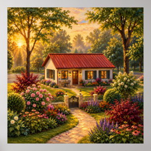 Impression de peinture à l'huile de jardin de cott