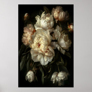 Impression de pivoine baroque sombre, décoration f