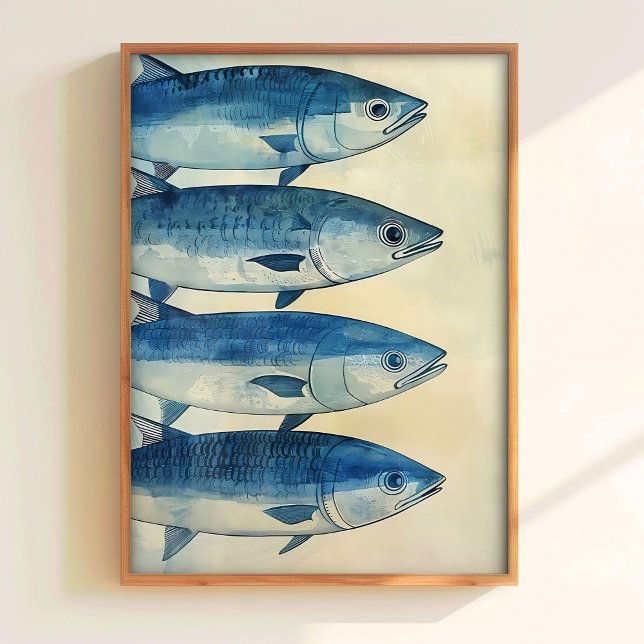 Impression de poissons bleus Sardines Impression d (Créateur téléchargé)