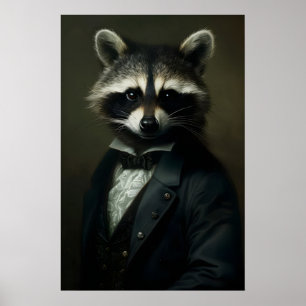 Impression de portrait de raton laveur gothique Da