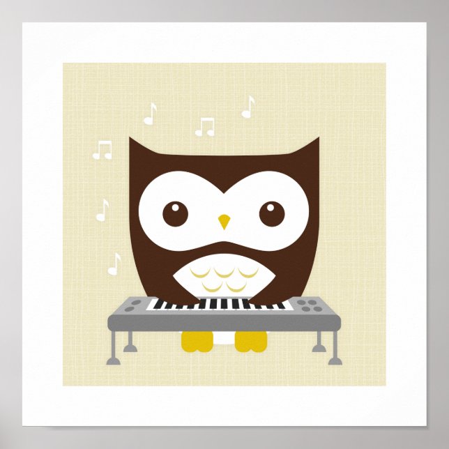 Impression de poster de hibou rétro (Devant)