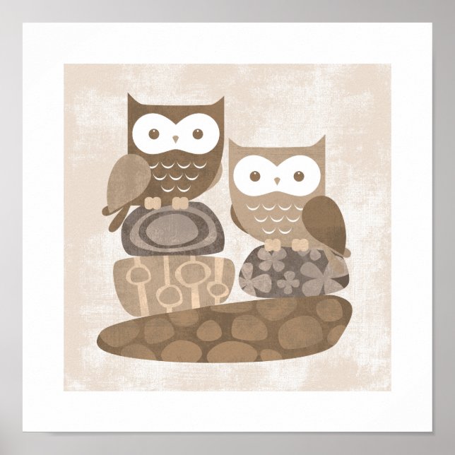 Impression de poster de hibou rétro (Devant)
