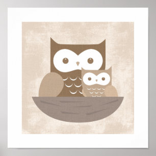 Impression de poster de hibou rétro
