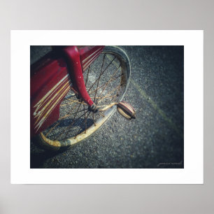 Impression de poster de tricycle rouge vintage