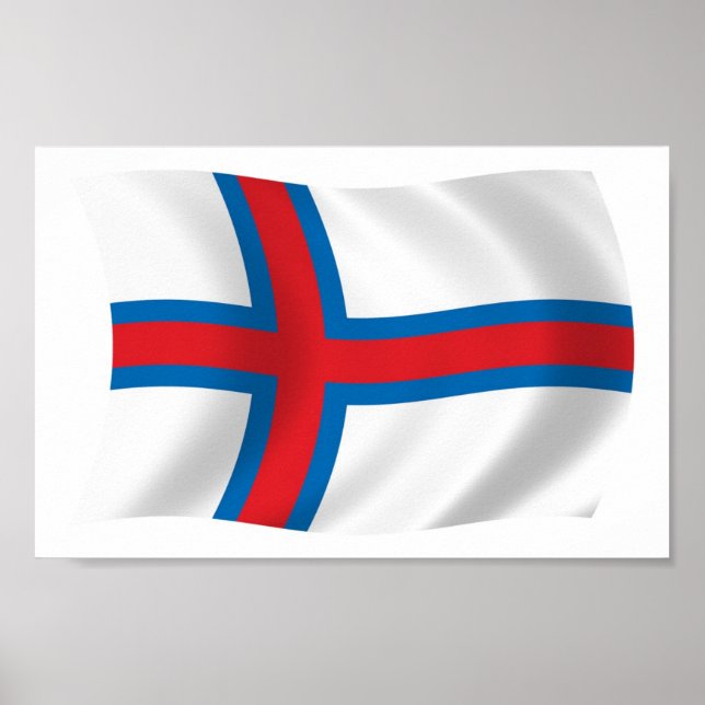 Impression de poster du drapeau des îles Féroé (Devant)