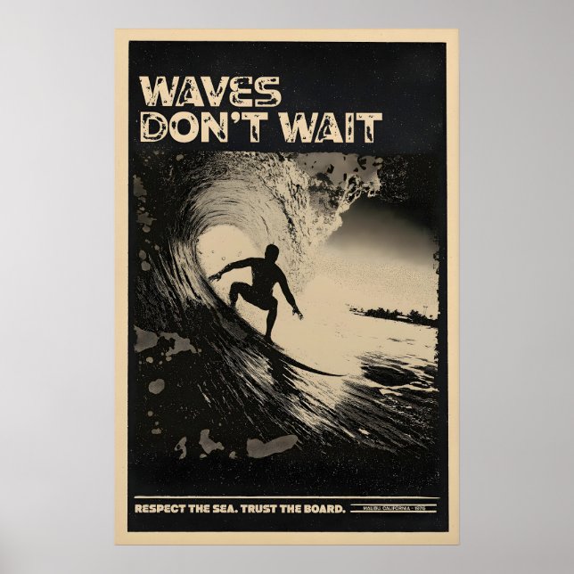 Impression de poster rétro de surf en Californie (Devant)