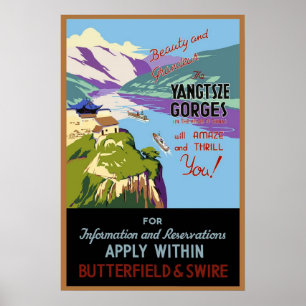 Impression de poster vintage Yangtsze Gorges Riviè