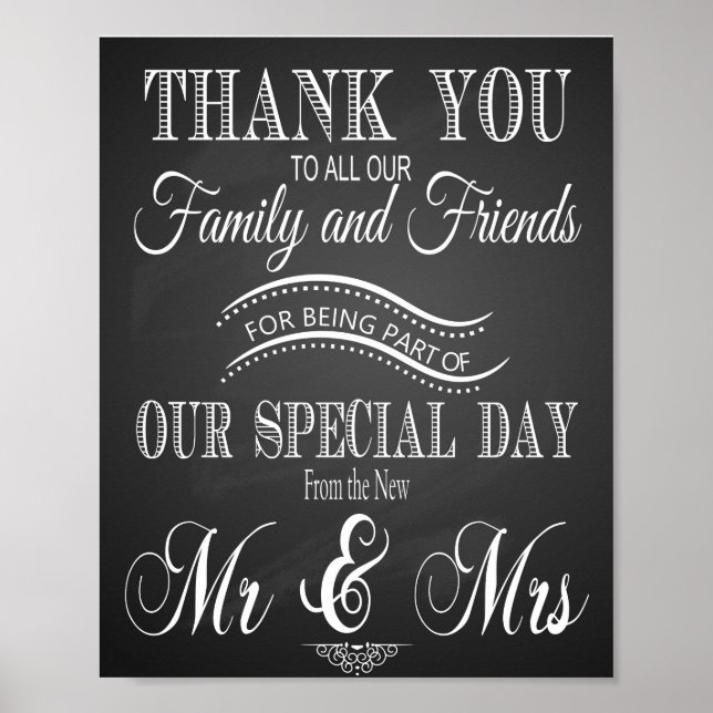 Impression de remerciement de mariage sur tableau  (Devant)