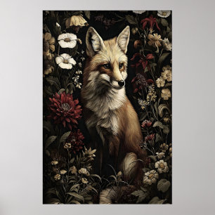 Impression de renard botanique, gothique académiqu