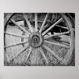 Impression de roue en forme de Wagon noir et blanc