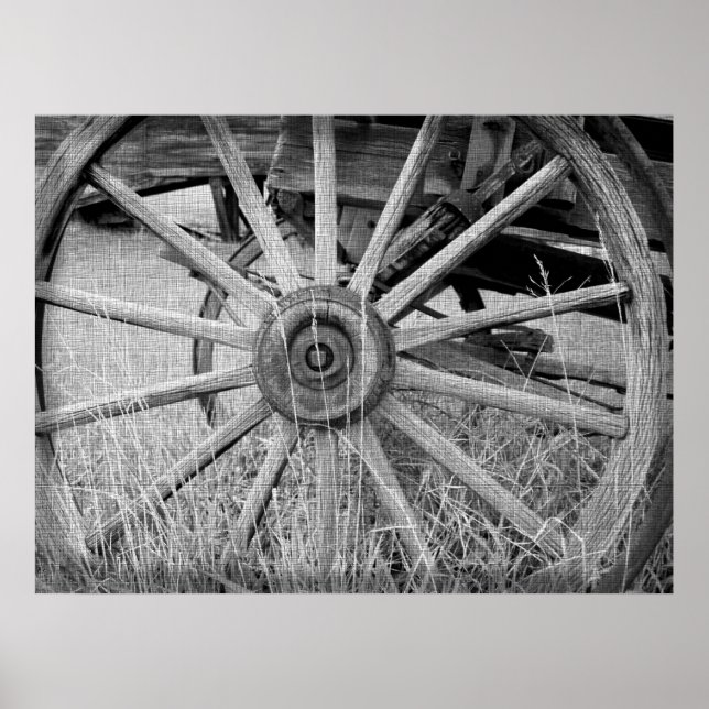 Impression de roue en forme de Wagon noir et blanc (Devant)