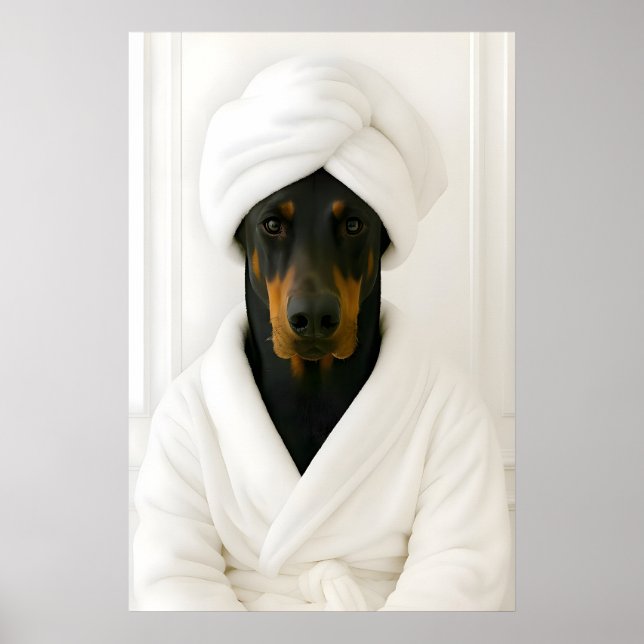 Impression de salle de bain amusante de Dobermann, (Devant)