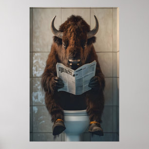 Impression de salle de bain de bison drôle, Art de