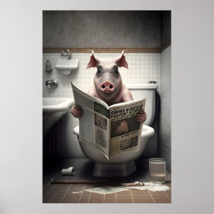 Impression de salle de bain de cochon drôle Animau