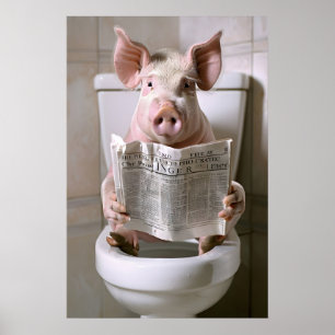 Impression de salle de bain de cochon drôle, Art d
