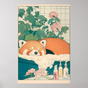 Impression de salle de bain Red Panda Art japonais