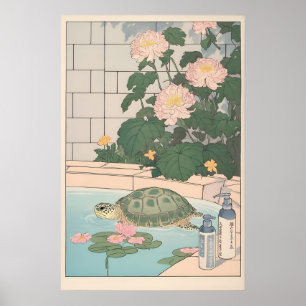 Impression de salle de bain Tortue de mer Ukiyo-e