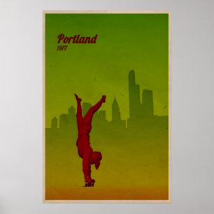 Impression de skateboard ville de Portland Affiche