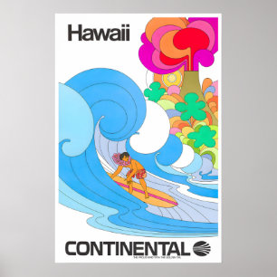 Impression de surf à Hawaï Art hawaïen Continental