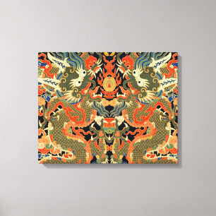 Impression de textile de dragon chinois vintage Ar