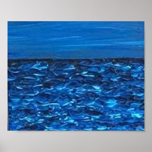 Impression de texture de vague bleue  (Devant)