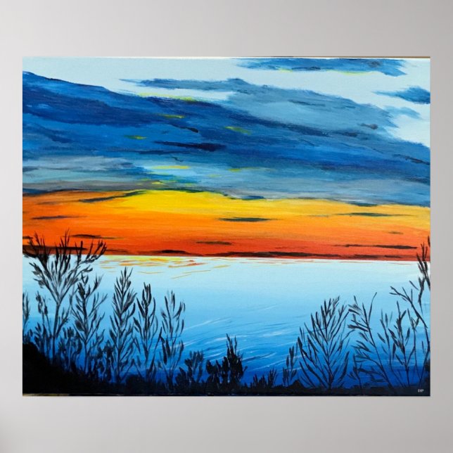 Impression de toile avec coucher de soleil (Devant)
