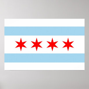 Impression de toile avec Drapeau de Chicago, U.S.A