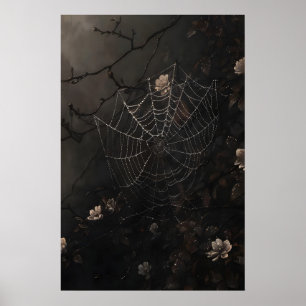 Impression de toile d'araignée florale, Dark Acade
