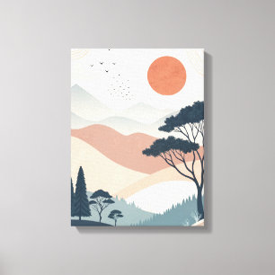 impression de toile de paysage abstraite boho