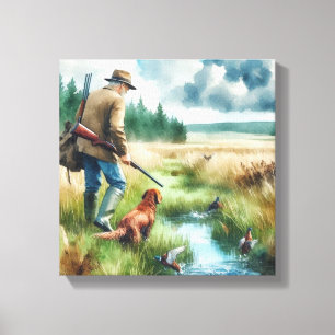 Impression de toile étirée du chasseur de canards 