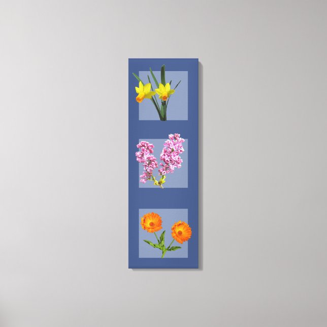 Impression de toile - Triptyque botanique sur bleu (Recto)