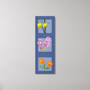 Impression de toile - Triptyque botanique sur bleu