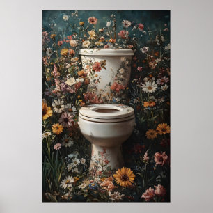 Impression de toilettes florales, affiche de salle