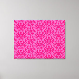 Impression de triptyque rose chaud Damask botaniqu
