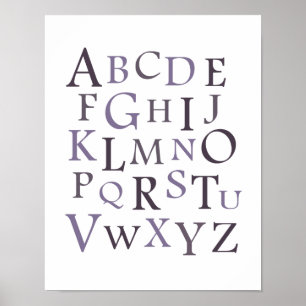 Impression de typographie de nurserie ABC violet
