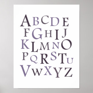 Impression de typographie de nurserie ABC violet