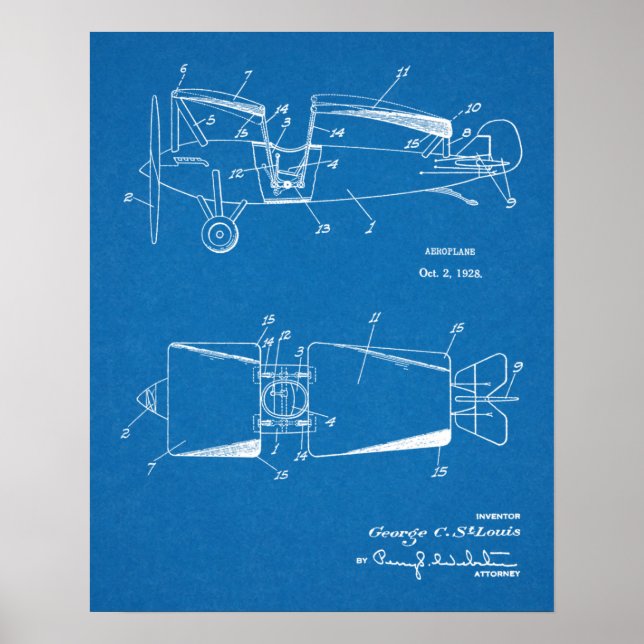 Impression du dessin d'art breveté d'avion mobile  (Devant)