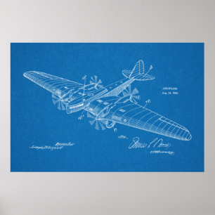 Impression du dessin d'art d'un brevet d'avion de 