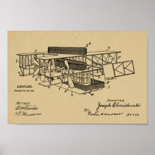 Impression du dessin d'art d'un brevet d'avion de 