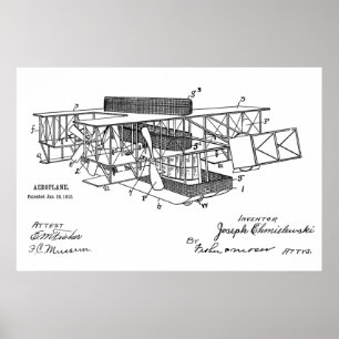 Impression du dessin d'art d'un brevet d'avion de 