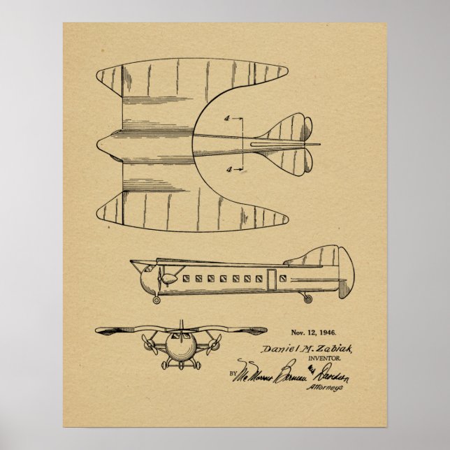 Impression du dessin d'art sur les brevets d'avion (Devant)