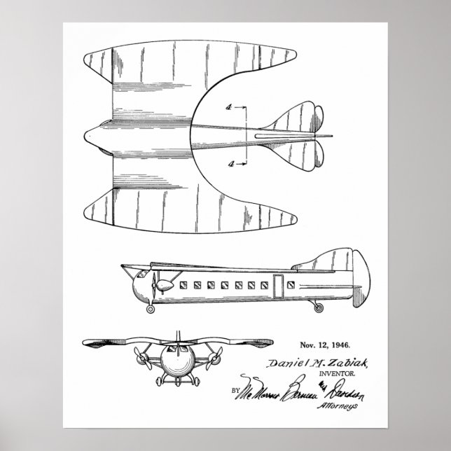 Impression du dessin d'art sur les brevets d'avion (Devant)