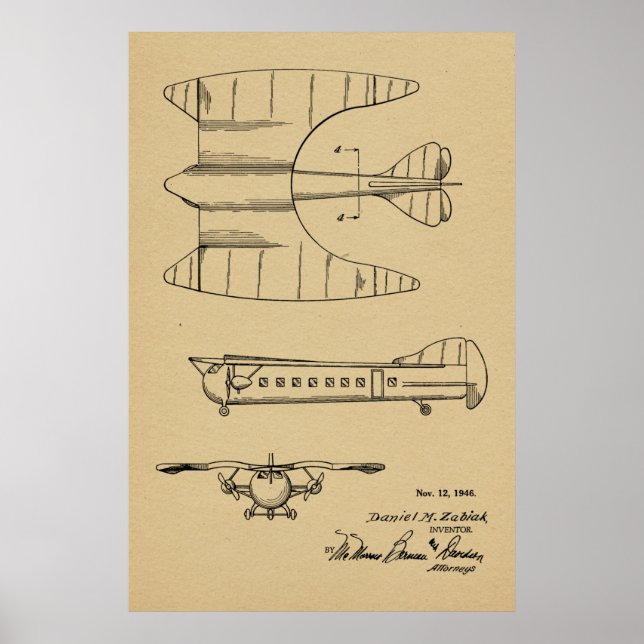 Impression du dessin d'art sur les brevets d'avion (Devant)