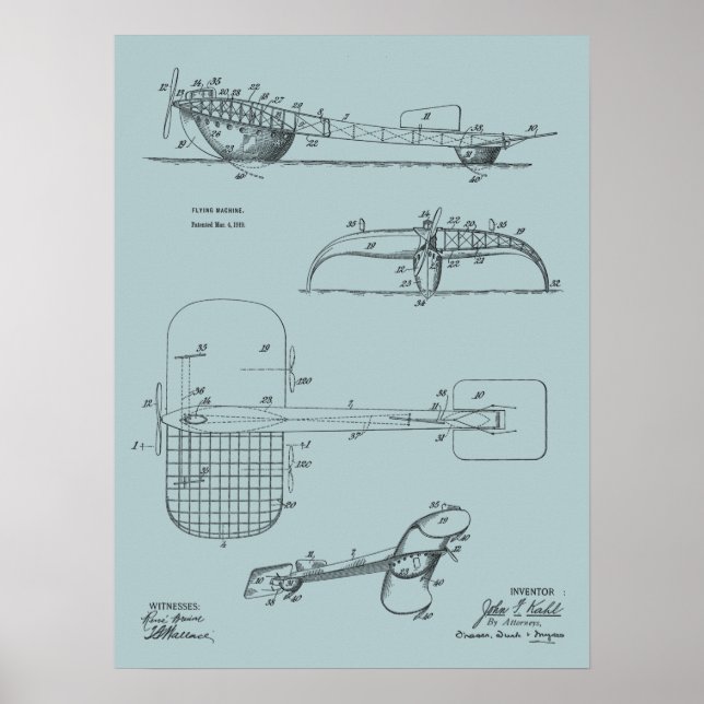 Impression du dessin de brevet d'hydravion à machi (Devant)