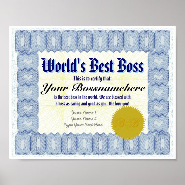 Impression du meilleur certificat B du monde (Devant)