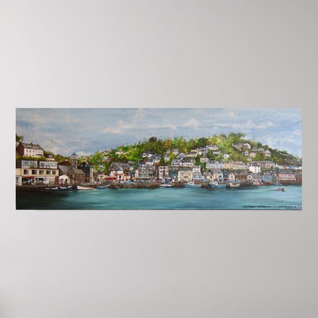 Impression du port de Looe sur toile (Devant)