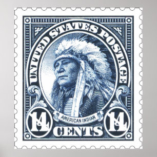 Impression du timbre-poste indien américain
