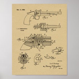 Impression d'un dessin d'art breveté Vintage d'arm